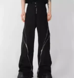 Men Punk Cargo Fashion Pants Zippers Pants Casual Loose Gothic Wide Leg Trousers