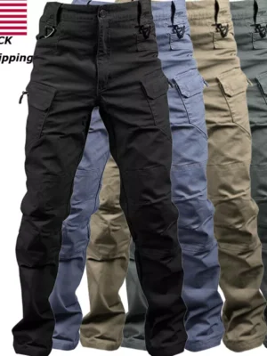 Mens Cargo Pants Work Combat Pants Outdoor Hiking Waterproof Trousers Tactical