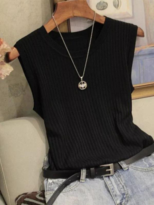 Vests Women Top O-neck Solid Tank Fashion Female Sleeveless Casual Thin Tops