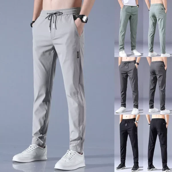 Men Stretch Skinny Slim Fit Fashion Chino Pants Casual Super Polyester Trousers*