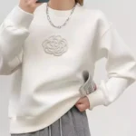 Fashion  O Neck Patchwork Top Autumn Winter Flower Long Sleeve Comfort Casual