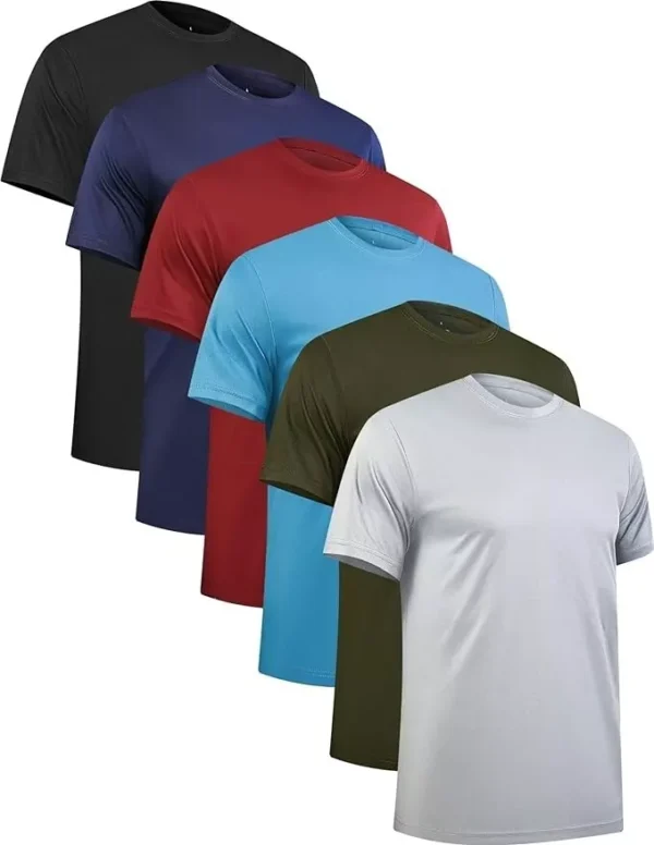 6 Pack Workout Shirts for Men Short Sleeve Athletic Quick Dry Crew Neck (Medium)