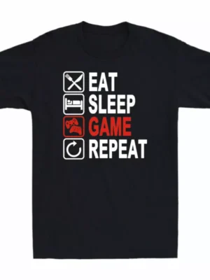 Eat Sleep Game Repeat Adults Shirt Funny Gamer Gift Men's Short Sleeve T-Shirt