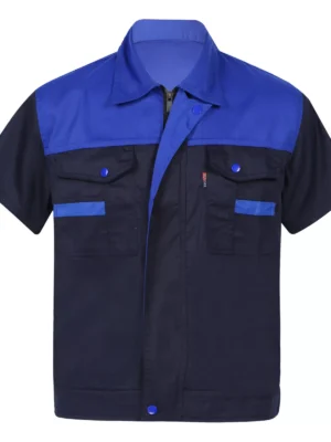 US Men Work Shirt Auto Mechanic Technician Uniform Short Sleeve Industrial Shirt