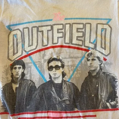 The Outfield Band Members Black Color Tee Shirt